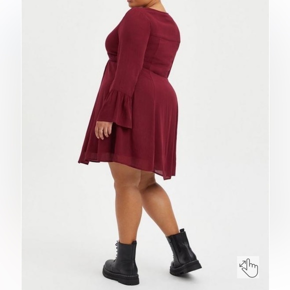 Torrid Mini Gauze Lace-Up Skater Dress - Picture 3 of 10